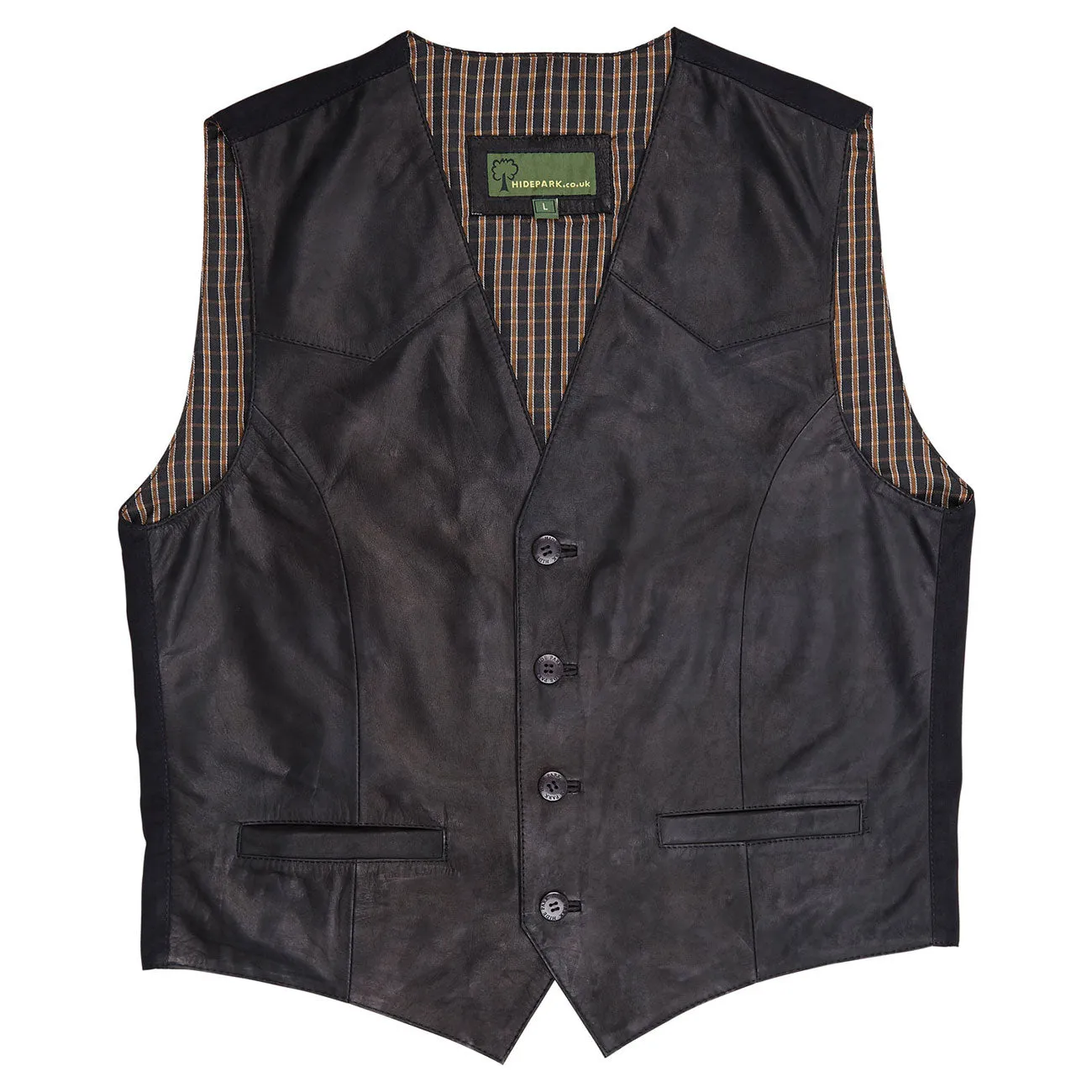 004: Men's Black Leather Waistcoat