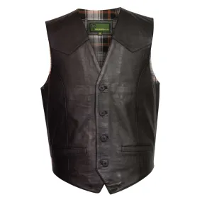 005: Men's Black Leather Waistcoat