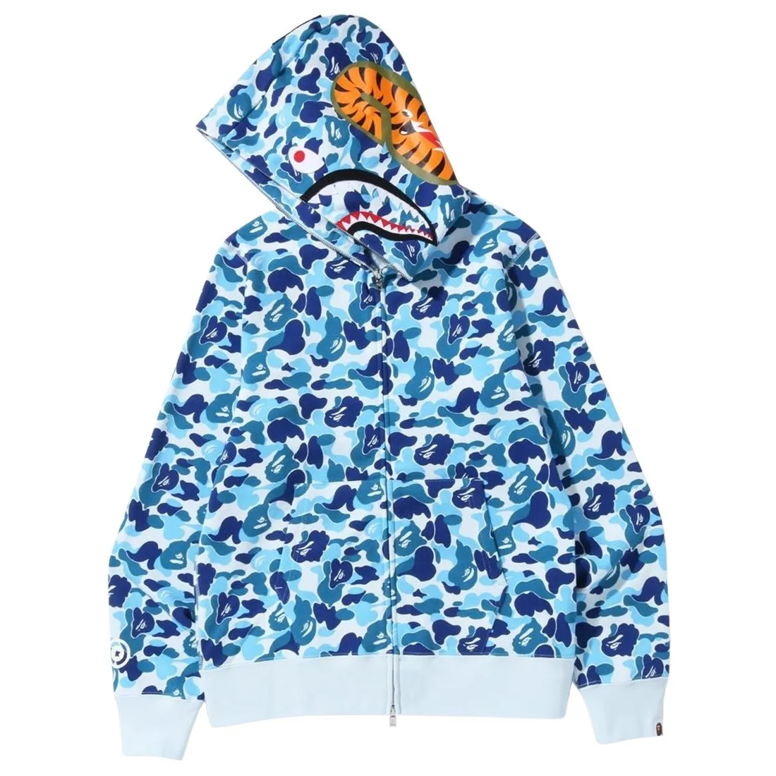 A Bathing Ape Men ABC Camo Shark Full Zip Hoodie (blue)