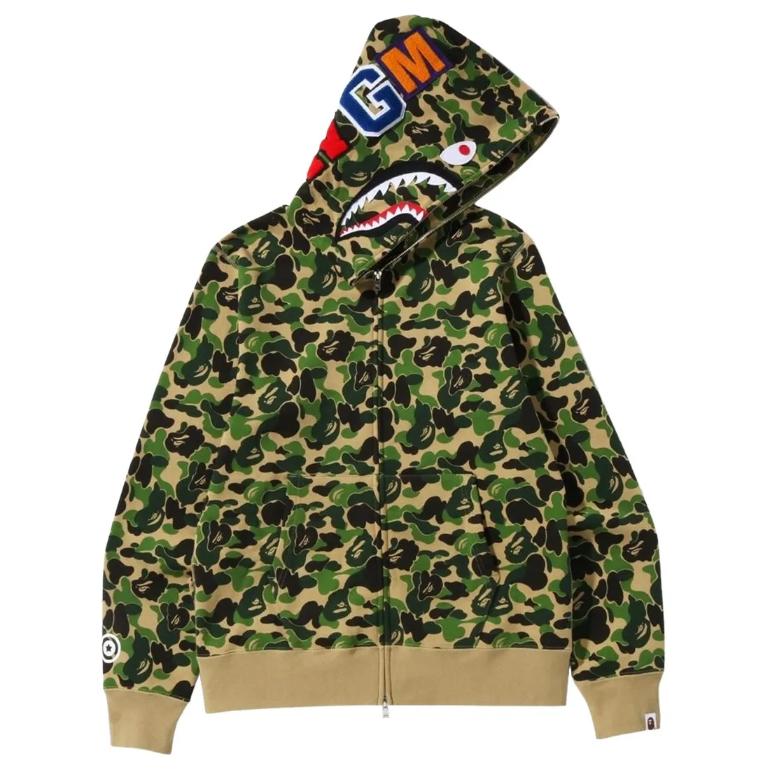 A Bathing Ape Men ABC Camo Shark Full Zip Hoodie (green)