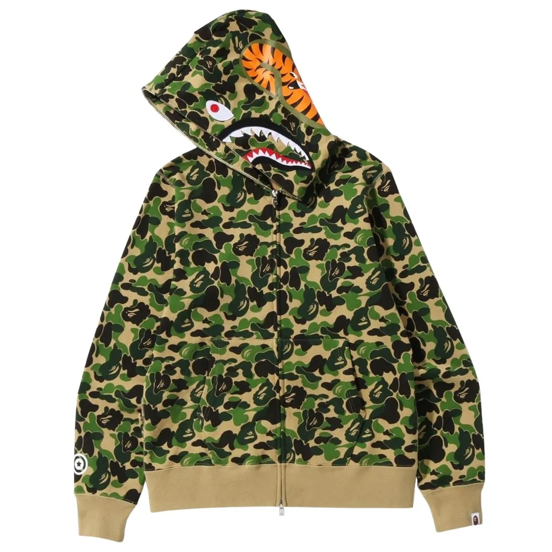 A Bathing Ape Men ABC Camo Shark Full Zip Hoodie (green)