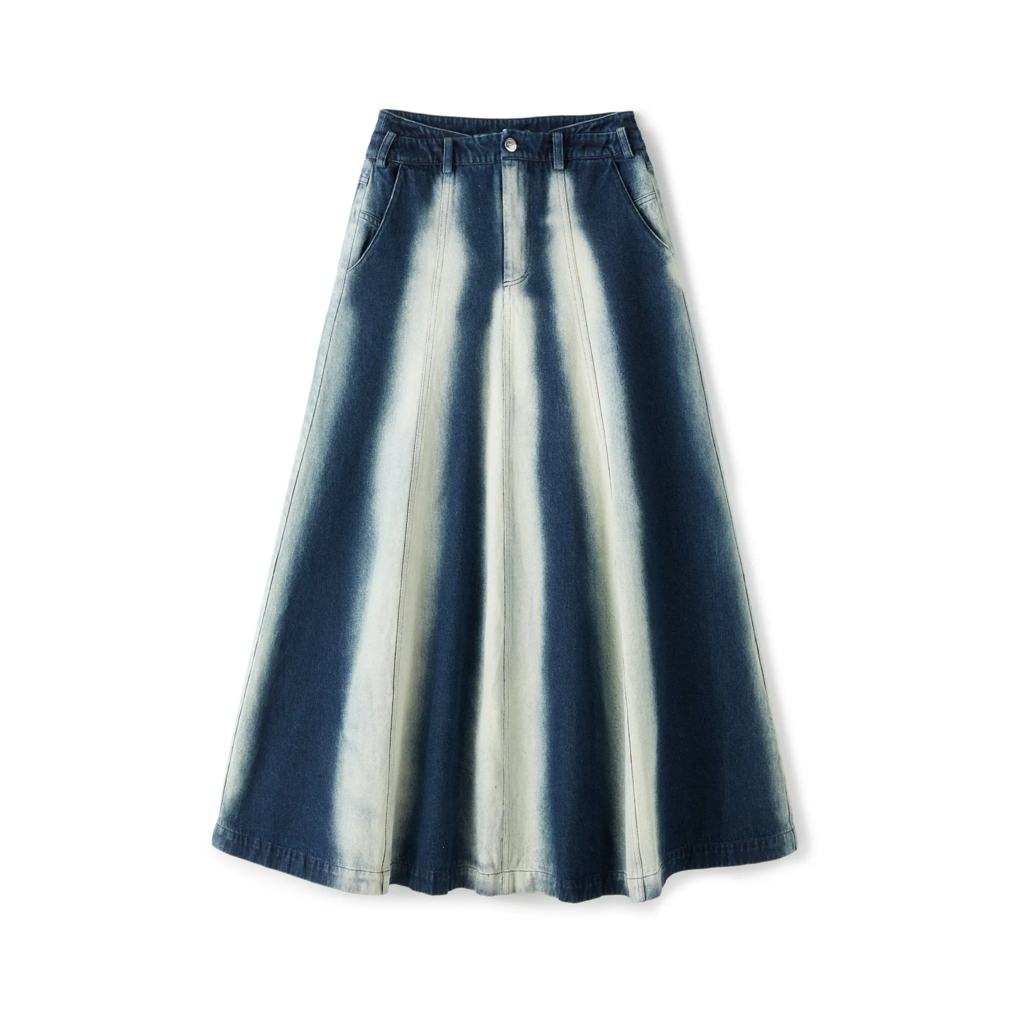 Acid-wash Denim Skirt-