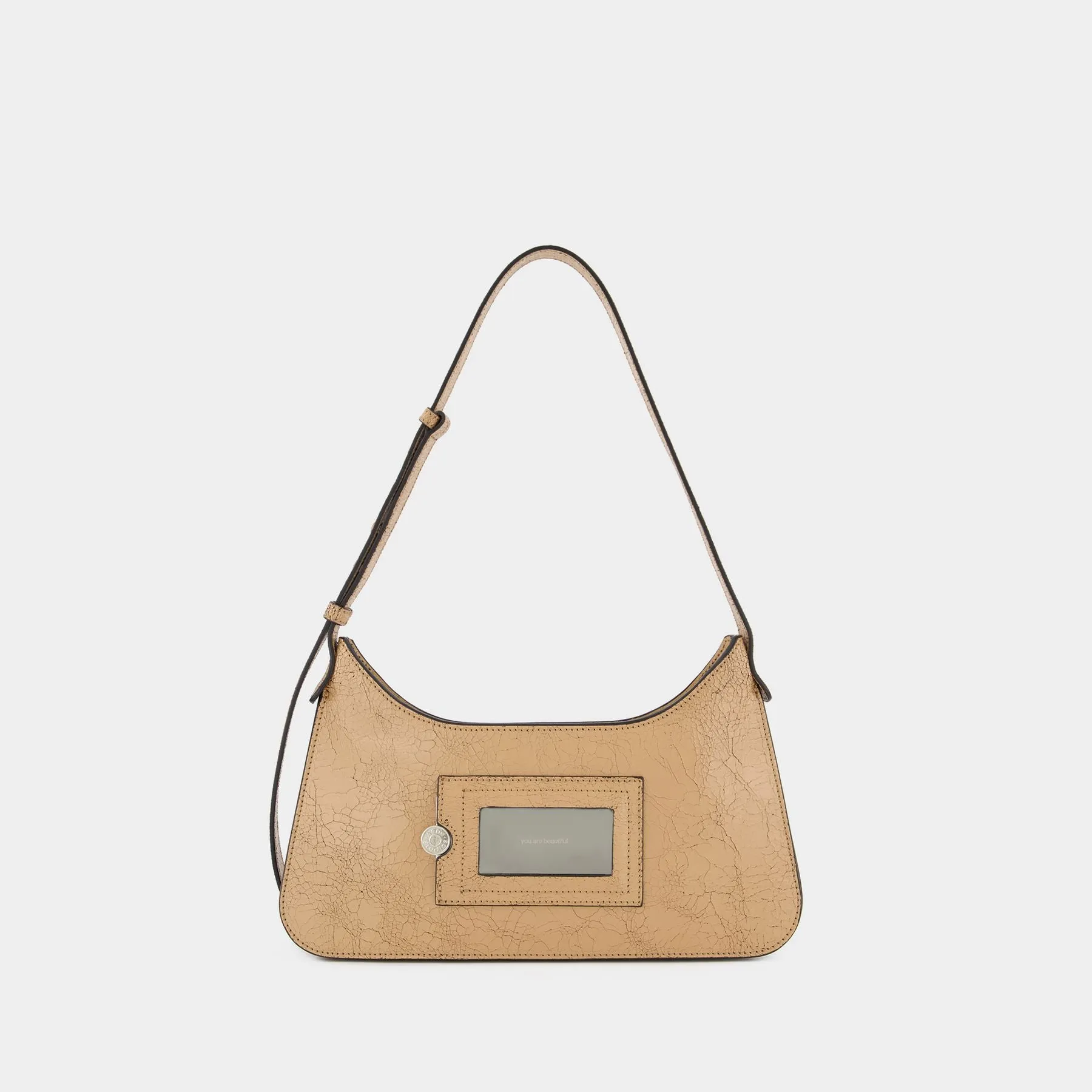 Acne Studios  Hobo Platt Mini Crackle Bag - Acne Studios - Leather - Dark Beige