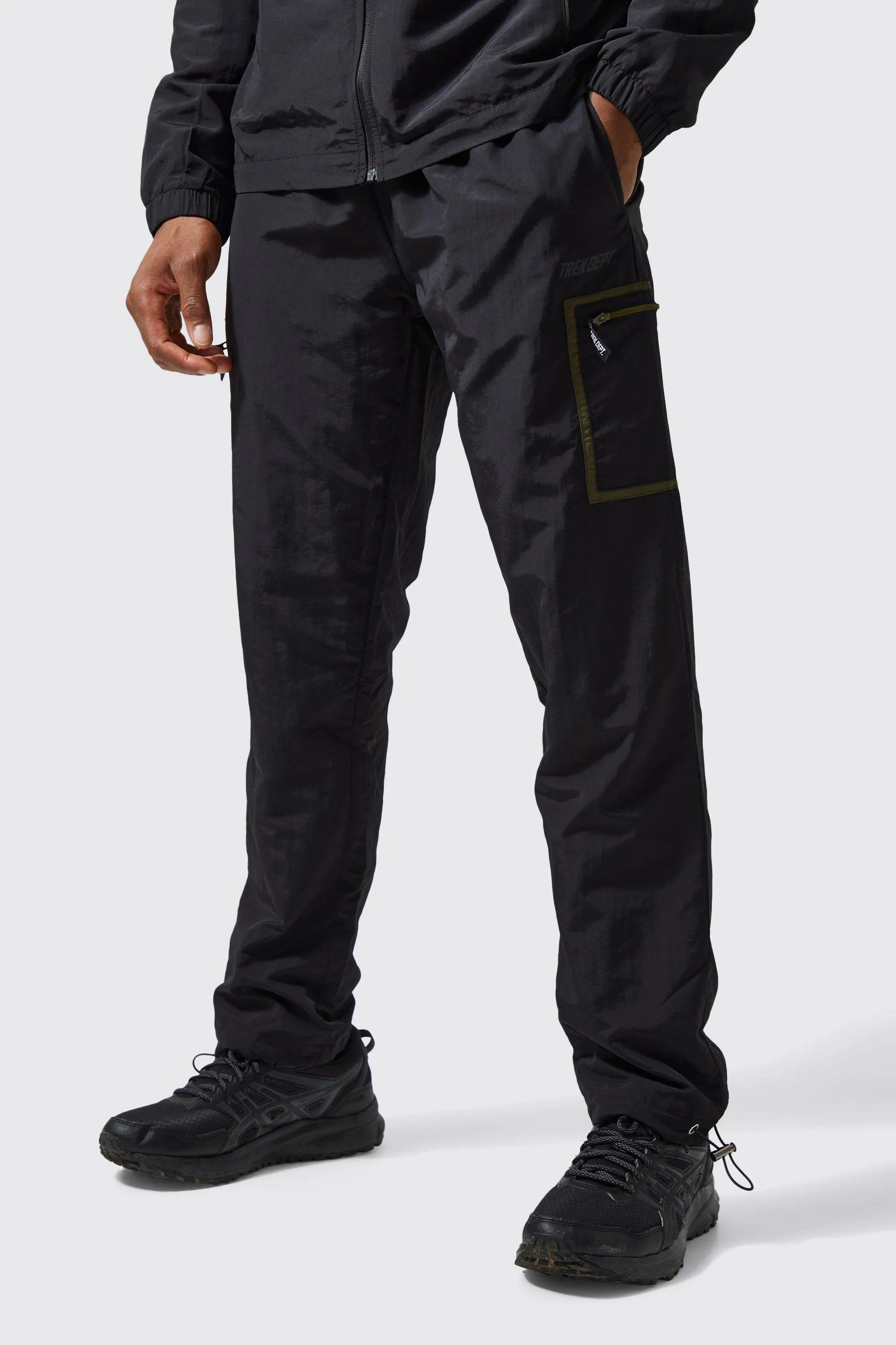 Active Skinny Matte Nylon Cargo Joggers | boohooMAN UK