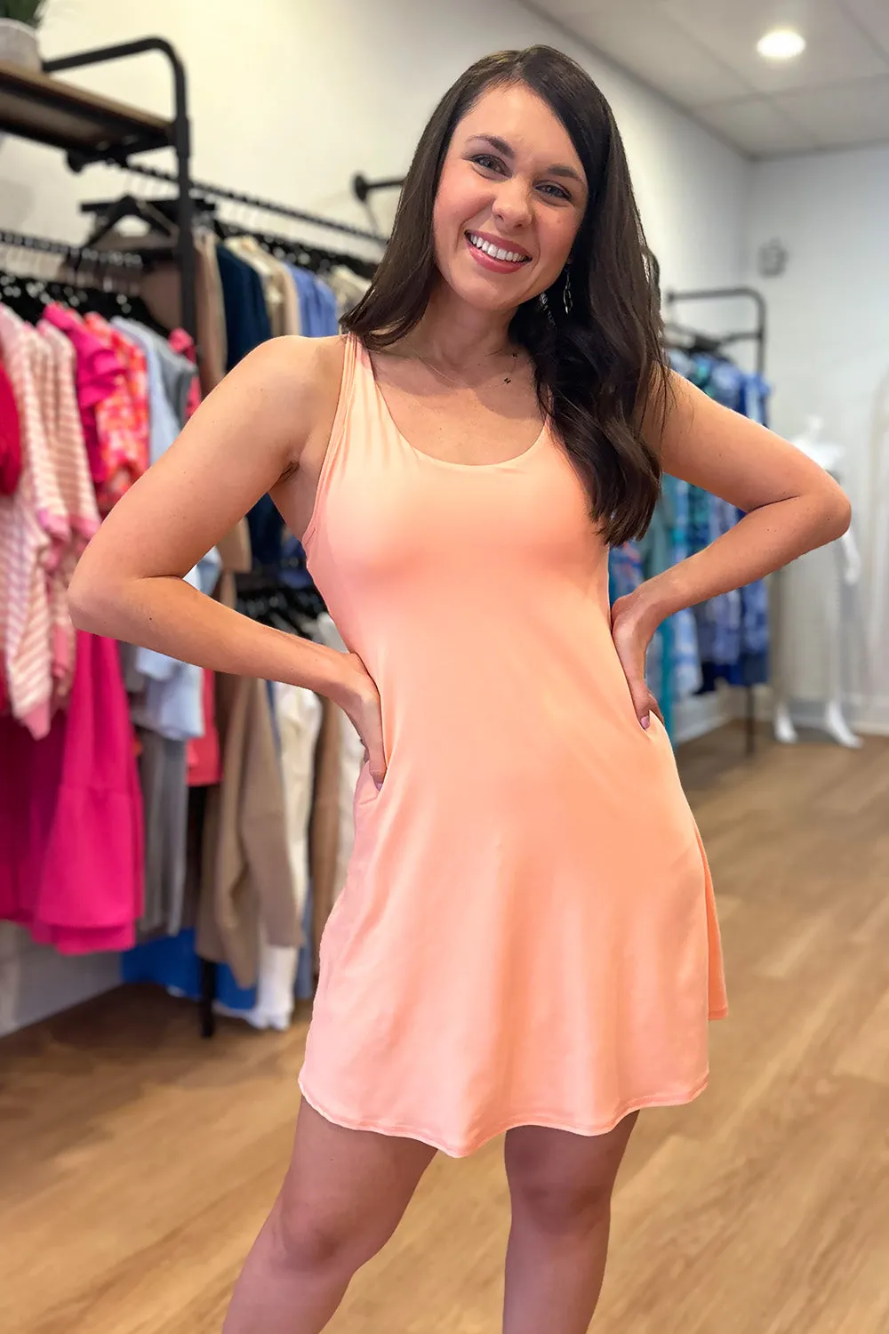 Active Tennis Dress Romper Melon