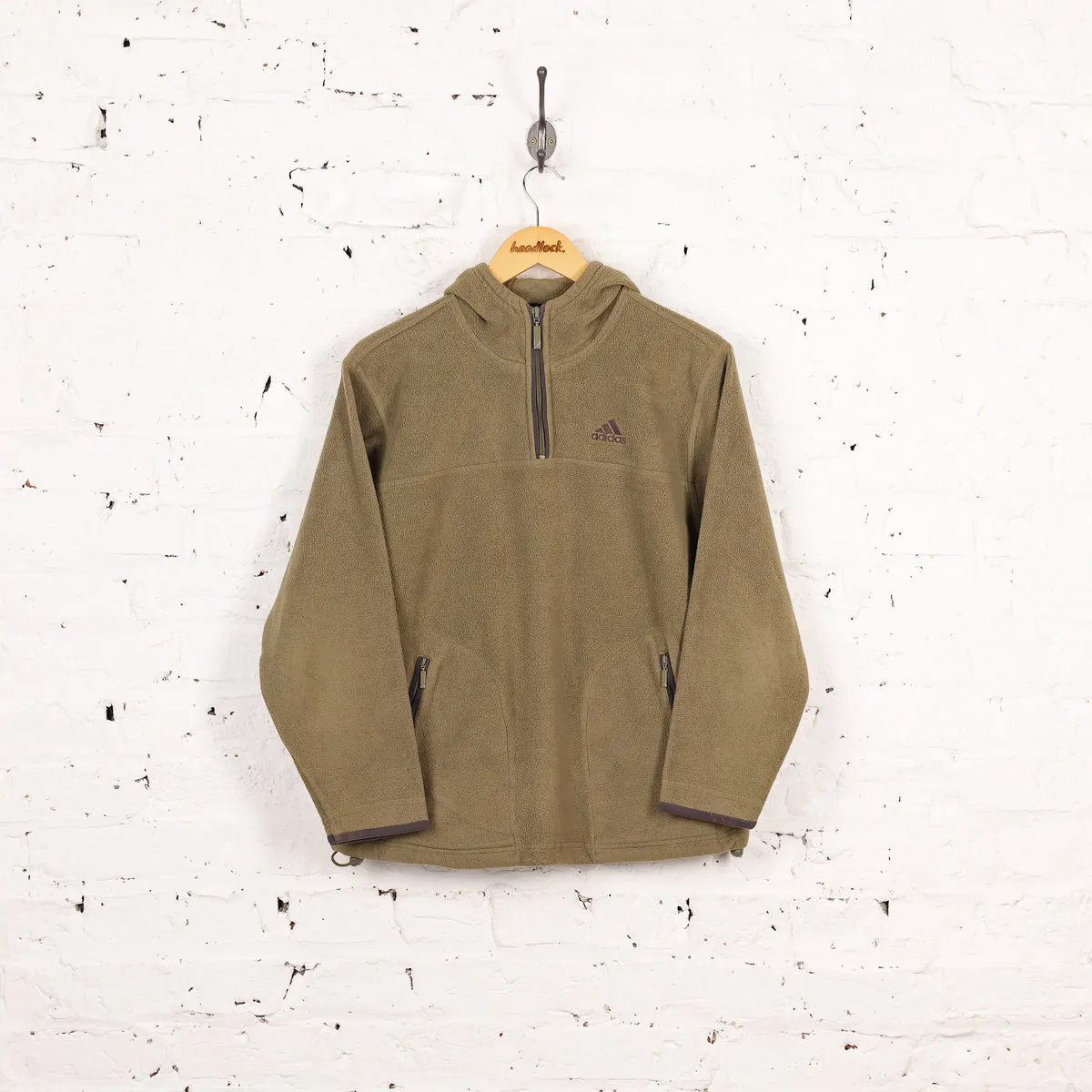 Adidas 90s 1/4 Zip Hooded Fleece - Green - L