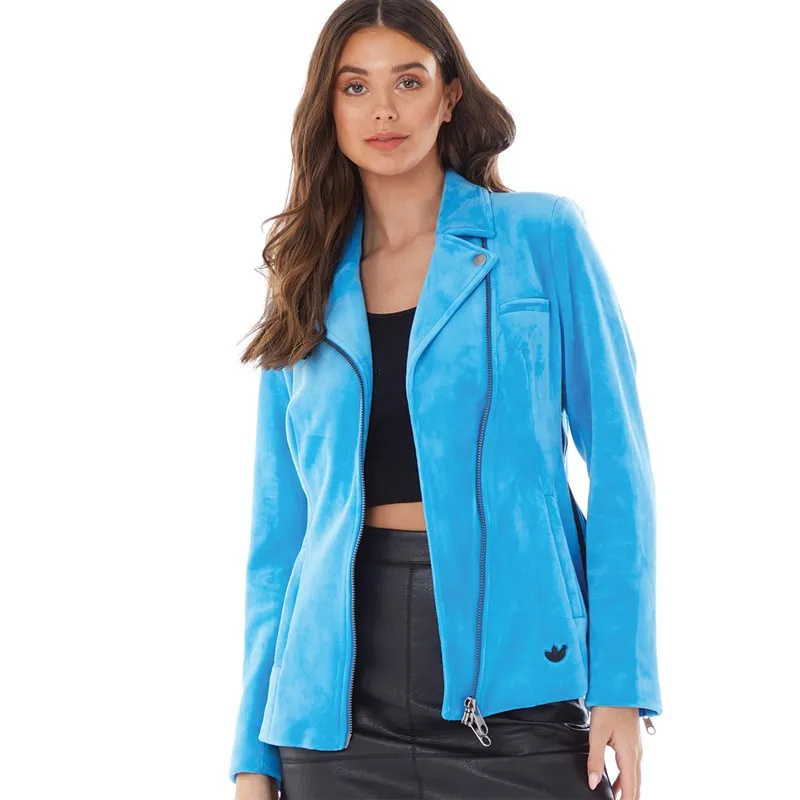 adidas Originals Womens Blue Version Biker Santiago Jacket Blue Bird