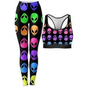 Alien Pattern Rave Bra and Leggings Combo