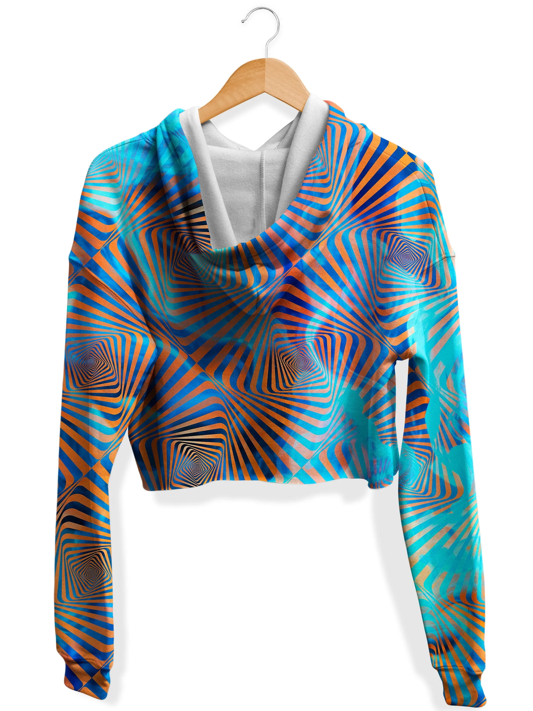 Aqua Plasma Fleece Crop Hoodie