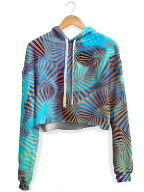 Aqua Plasma Fleece Crop Hoodie