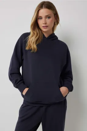 Ardene Ardene Solid Hoodie in Dark Blue | Size | Polyester/Cotton | Fleece-Lined | Eco-Conscious