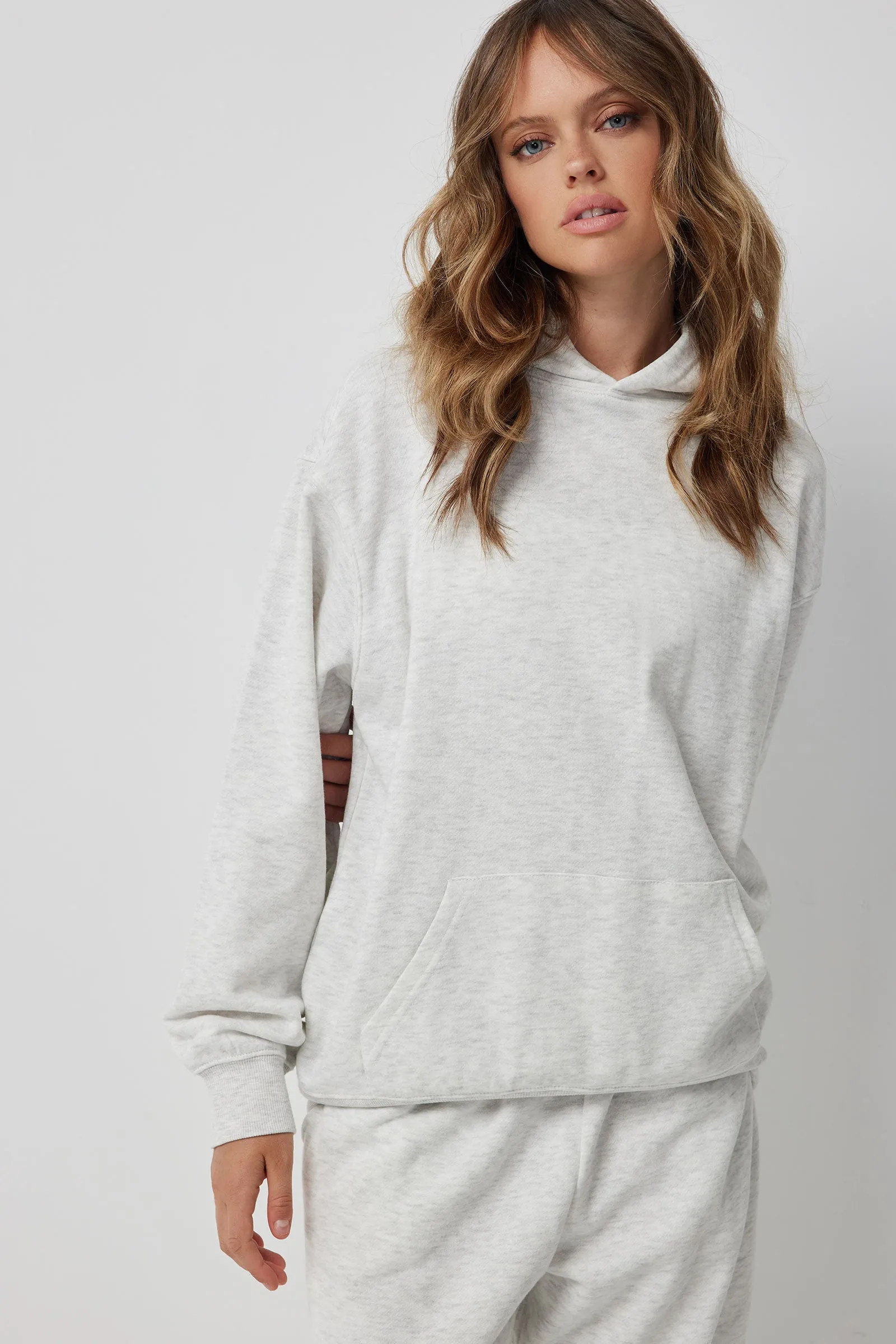 Ardene Ardene Solid Hoodie in Light Grey | Size | Polyester/Cotton | Fleece-Lined | Eco-Conscious