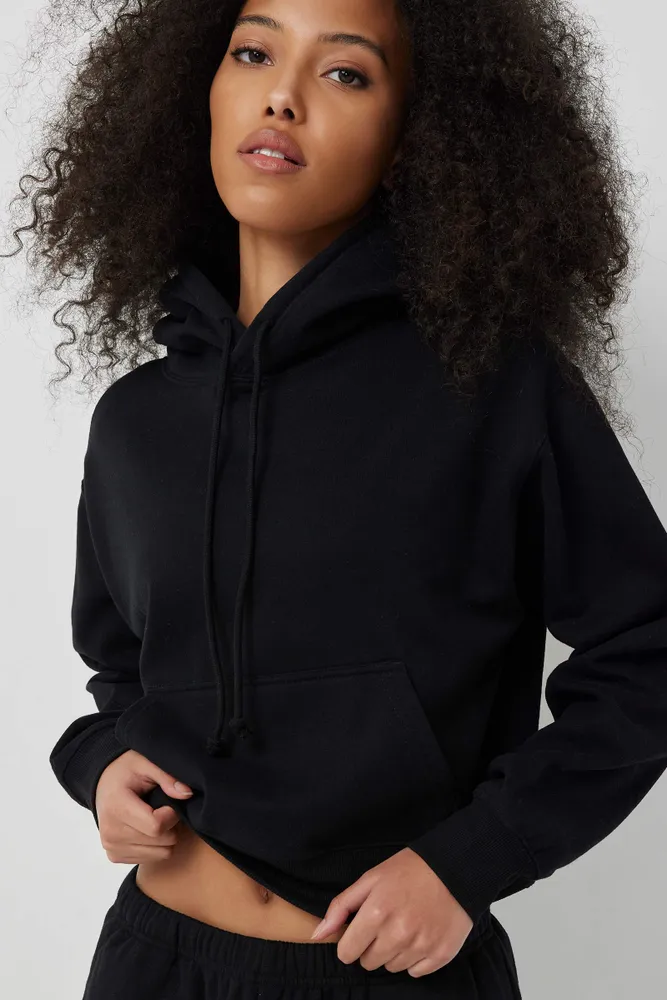 Ardene Ardene Solid Short Hoodie in | Size | Polyester/Cotton | Fleece-Lined | Eco-Conscious