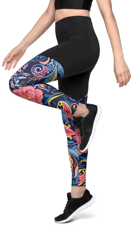 Art Deco Floral Compression Leggings