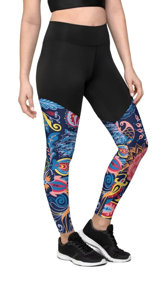 Art Deco Floral Compression Leggings