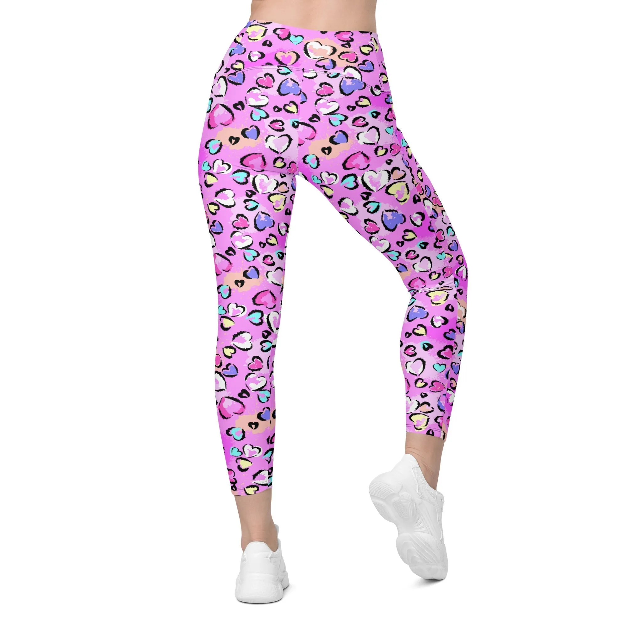 Artsy Heart Crossover Leggings With Pockets