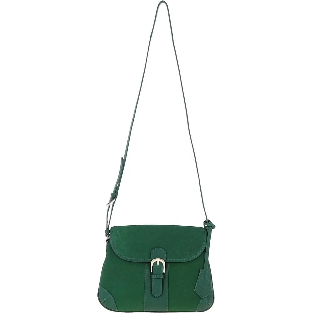 Ashwood Suede & Leather Medium Shoulder Bag Green: S-12