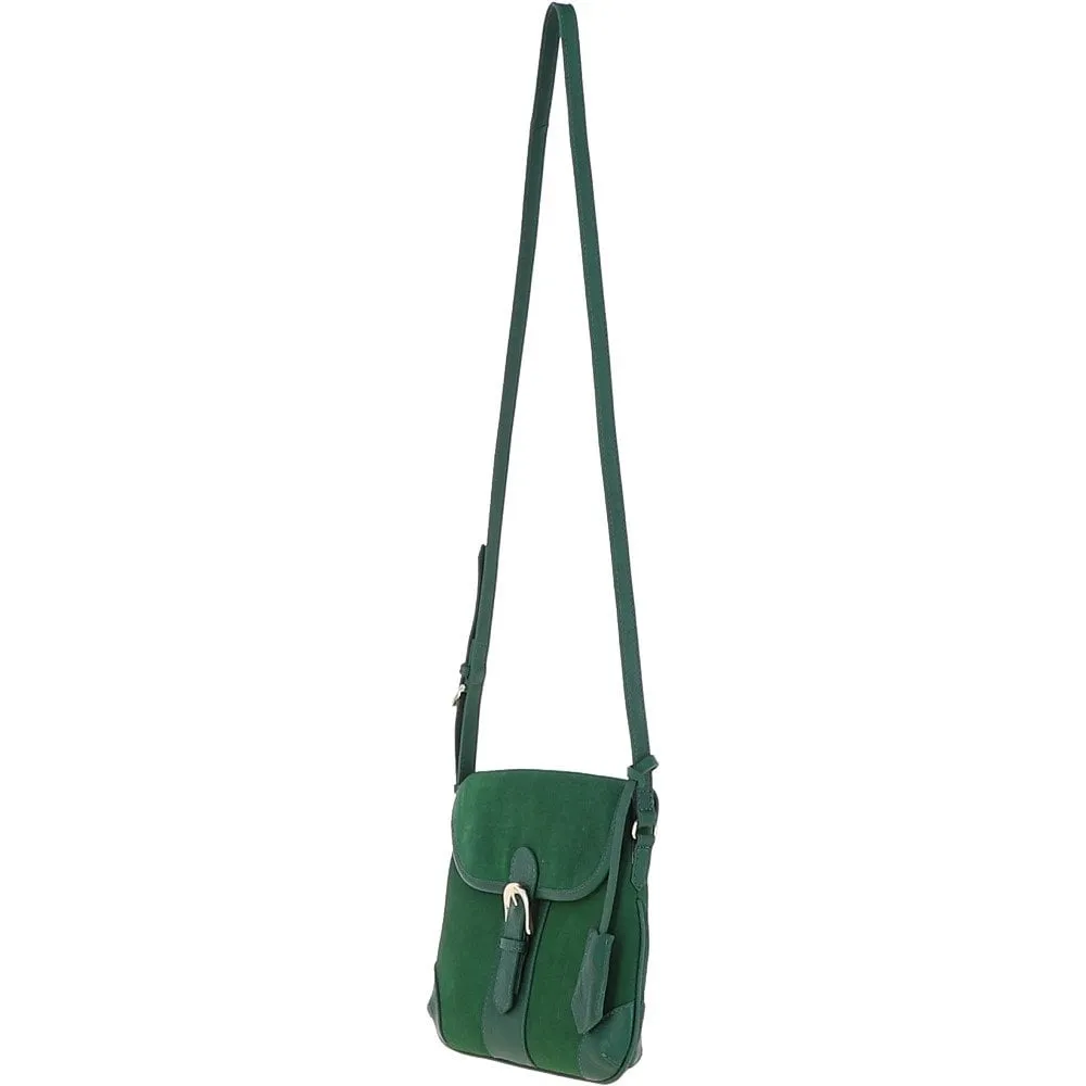 Ashwood Suede & Leather Medium Shoulder Bag Green: S-12