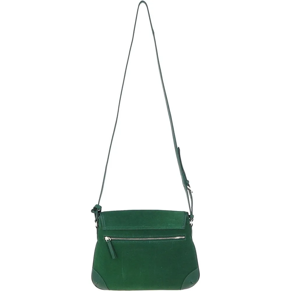 Ashwood Suede & Leather Medium Shoulder Bag Green: S-12