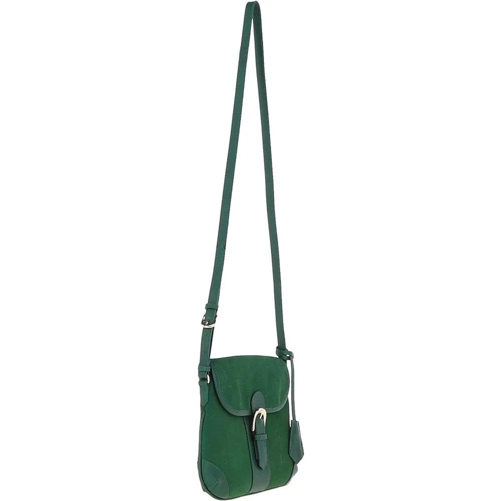 Ashwood Suede & Leather Medium Shoulder Bag Green: S-12