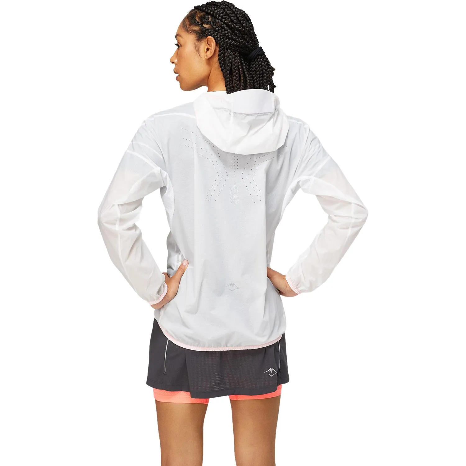 Asics Women's Fujitrail Jacket Brilliant White/Blazing Coral | Buy Asics Women's Fujitrail Jacket Brilliant White/Blaz