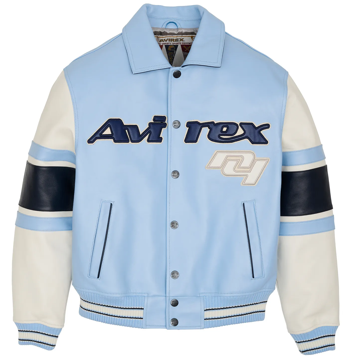 AVIREX  CAROLINA BLUE  LEATHER JACKET Men’s -BLUE BEBE