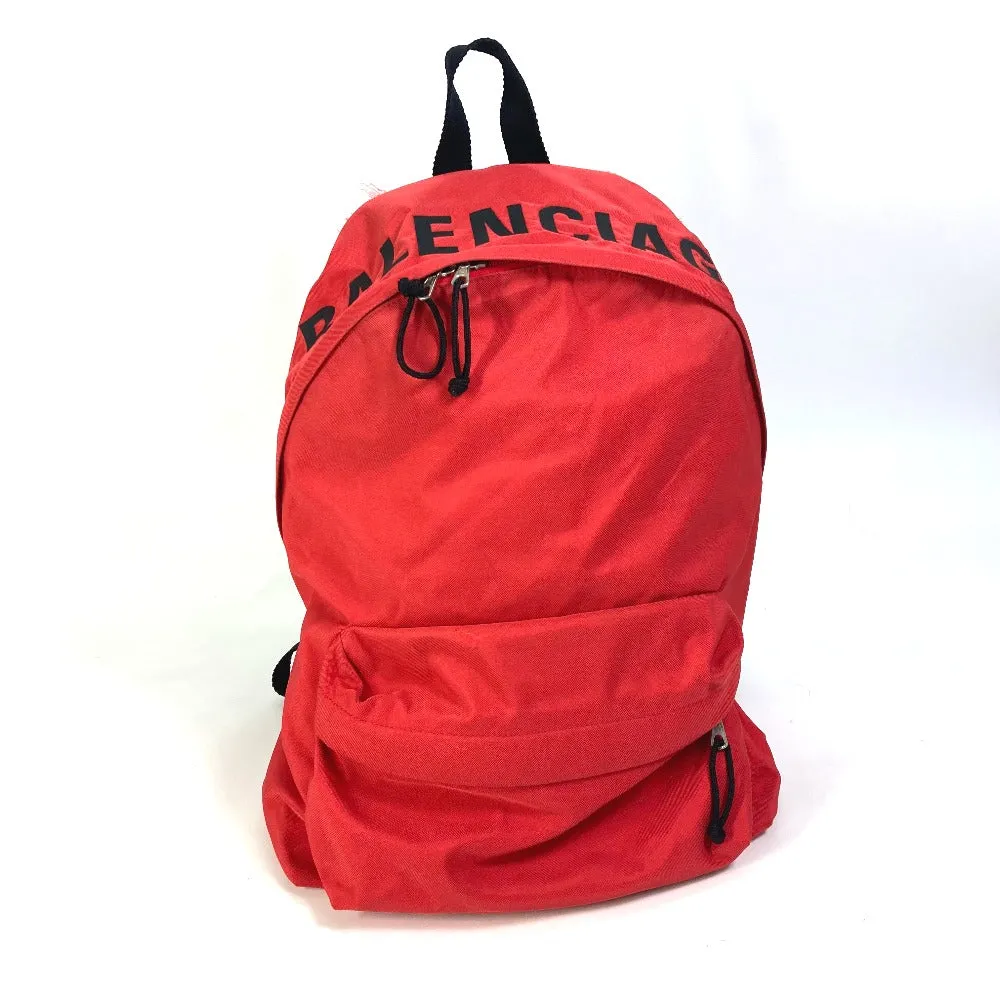 BALENCIAGA Backpack 507460 Nylon Red Bicolor Bag Wheel logo mens