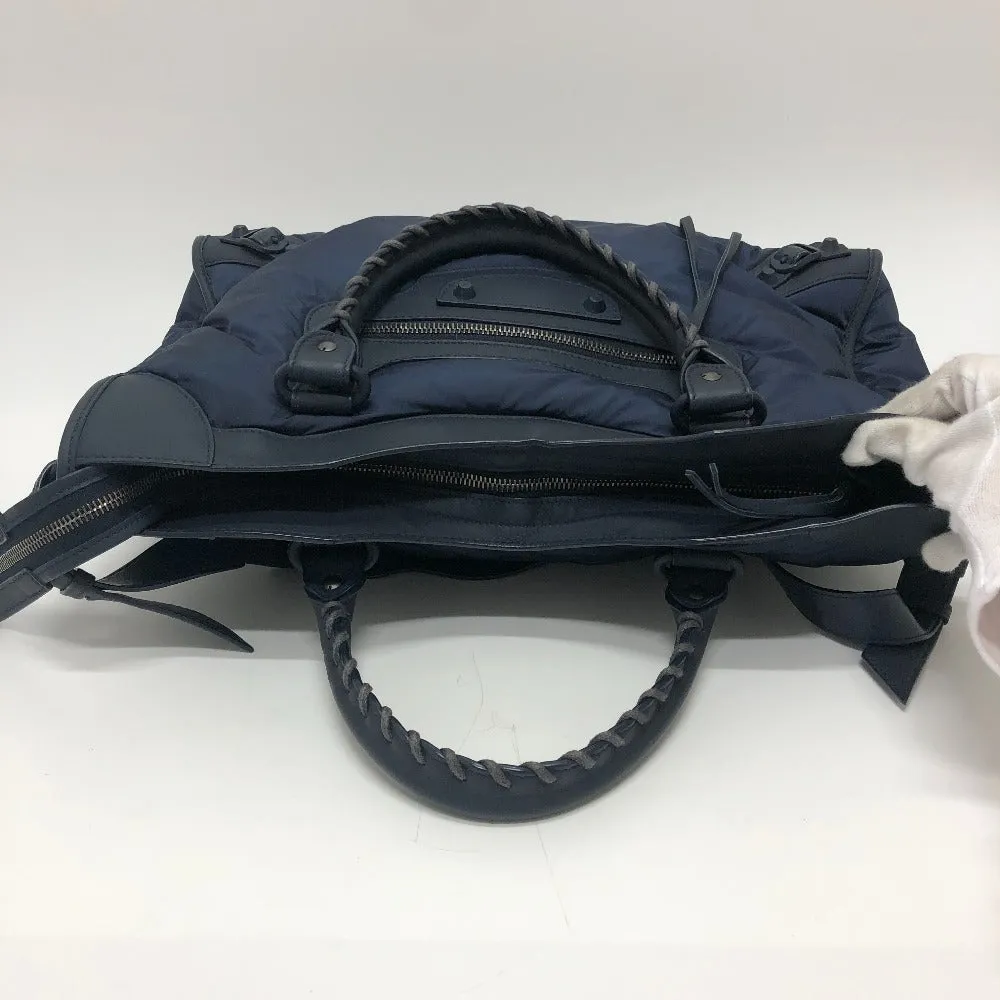 BALENCIAGA Handbag 115748 Nylon / leather Navy The city Women