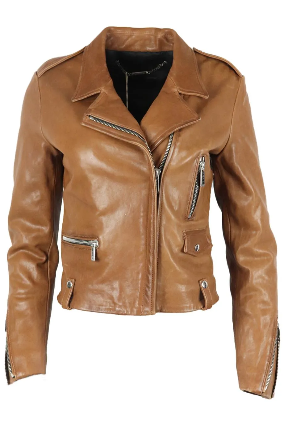 BARBARA BUI LEATHER BIKER JACKET IT 40 UK 8