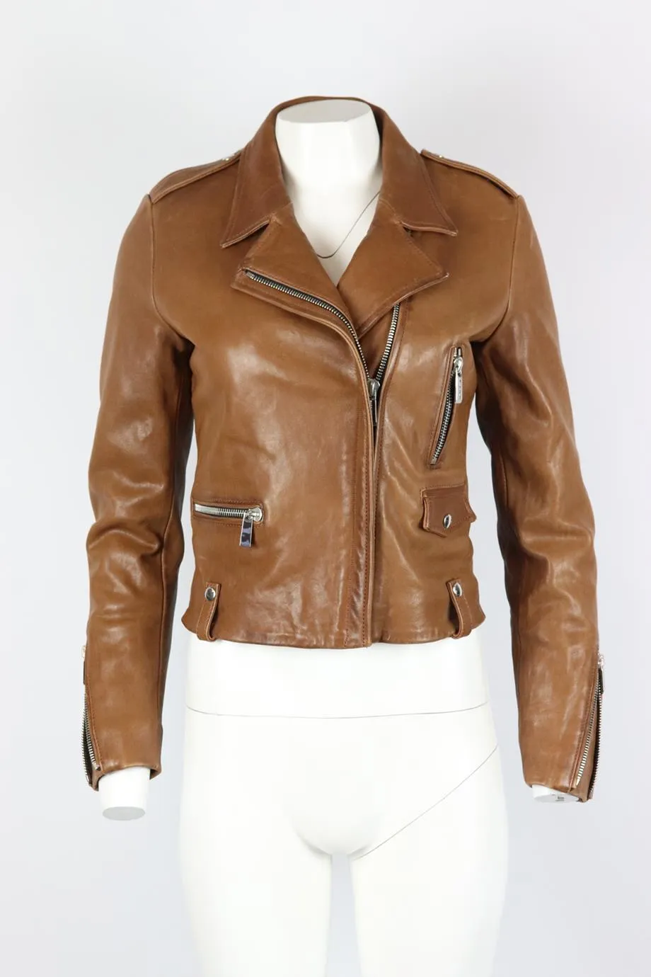 BARBARA BUI LEATHER BIKER JACKET IT 40 UK 8