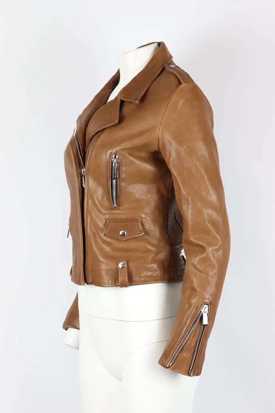 BARBARA BUI LEATHER BIKER JACKET IT 40 UK 8