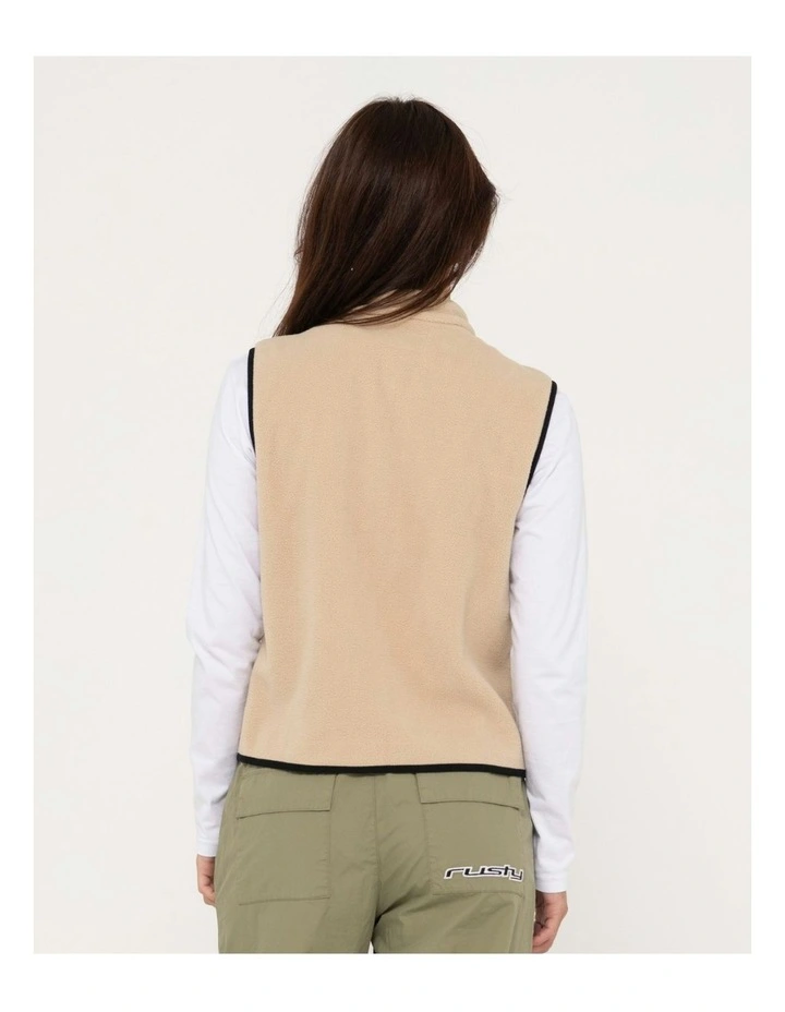 Bear Arms Zip Through Polar Fleece Vest in Natural