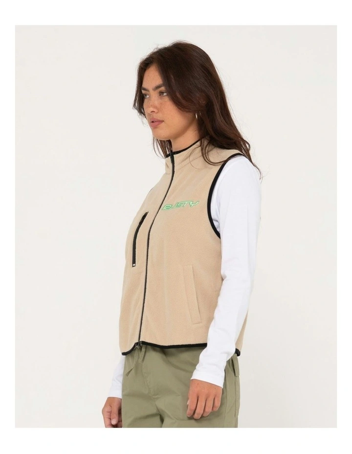 Bear Arms Zip Through Polar Fleece Vest in Natural