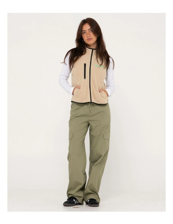 Bear Arms Zip Through Polar Fleece Vest in Natural