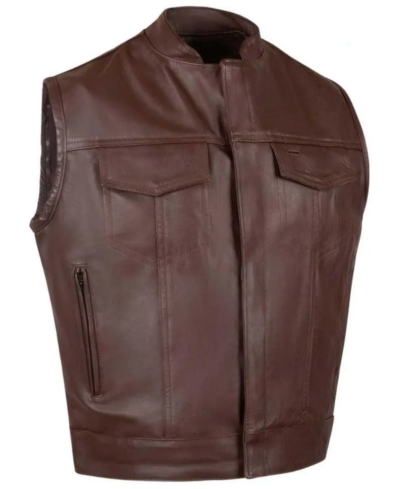 Beck Mens 566 Brown Horsehide Leather Motorcycle Vest