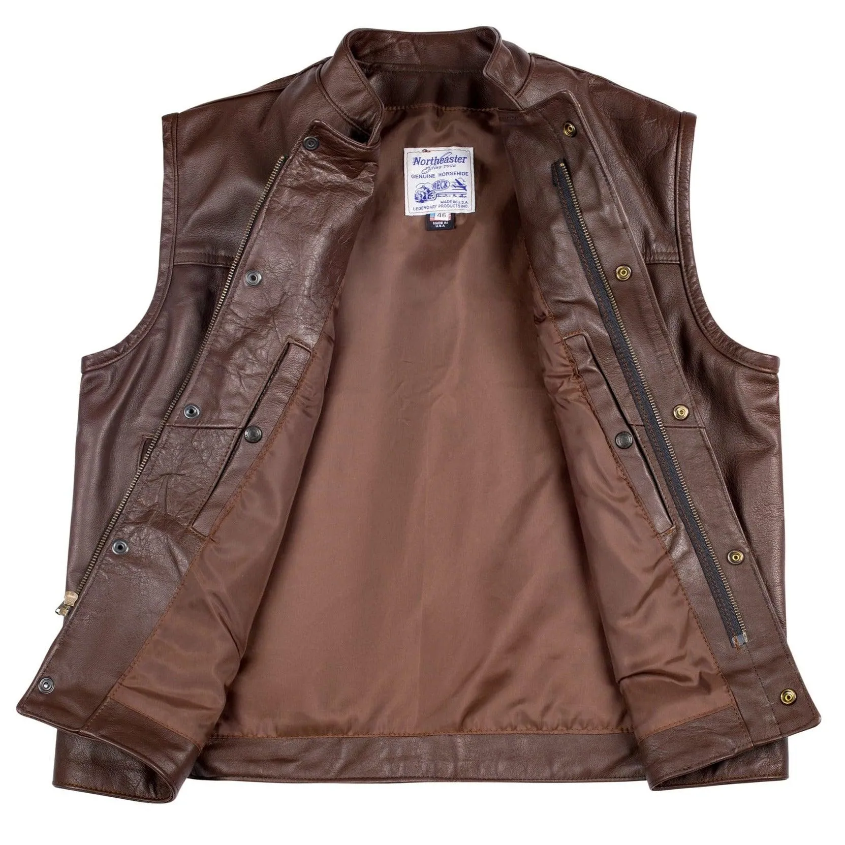 Beck Mens 566 Brown Horsehide Leather Motorcycle Vest