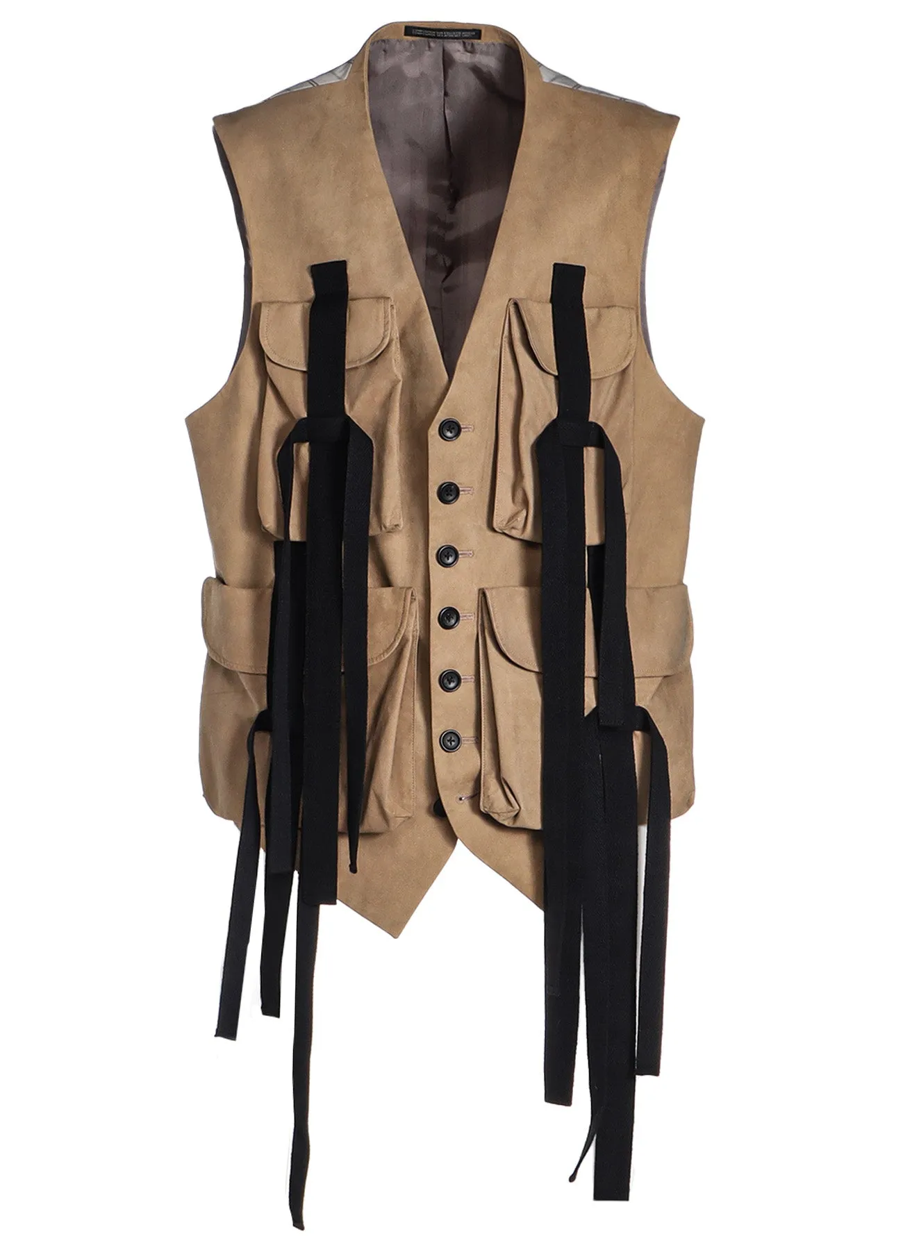 BEIGE NUBUCK LEATHER LONG BELT VEST