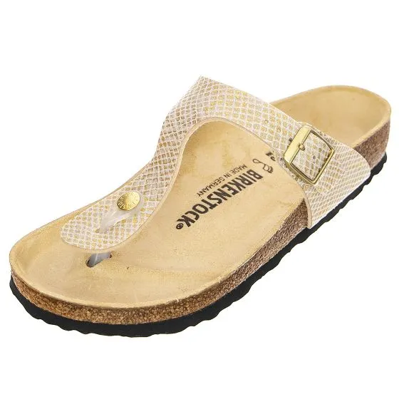 Birkenstock Womens Gizeh Shiny Python Eggshell Sandals - Regular Fit