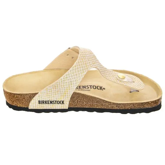 Birkenstock Womens Gizeh Shiny Python Eggshell Sandals - Regular Fit