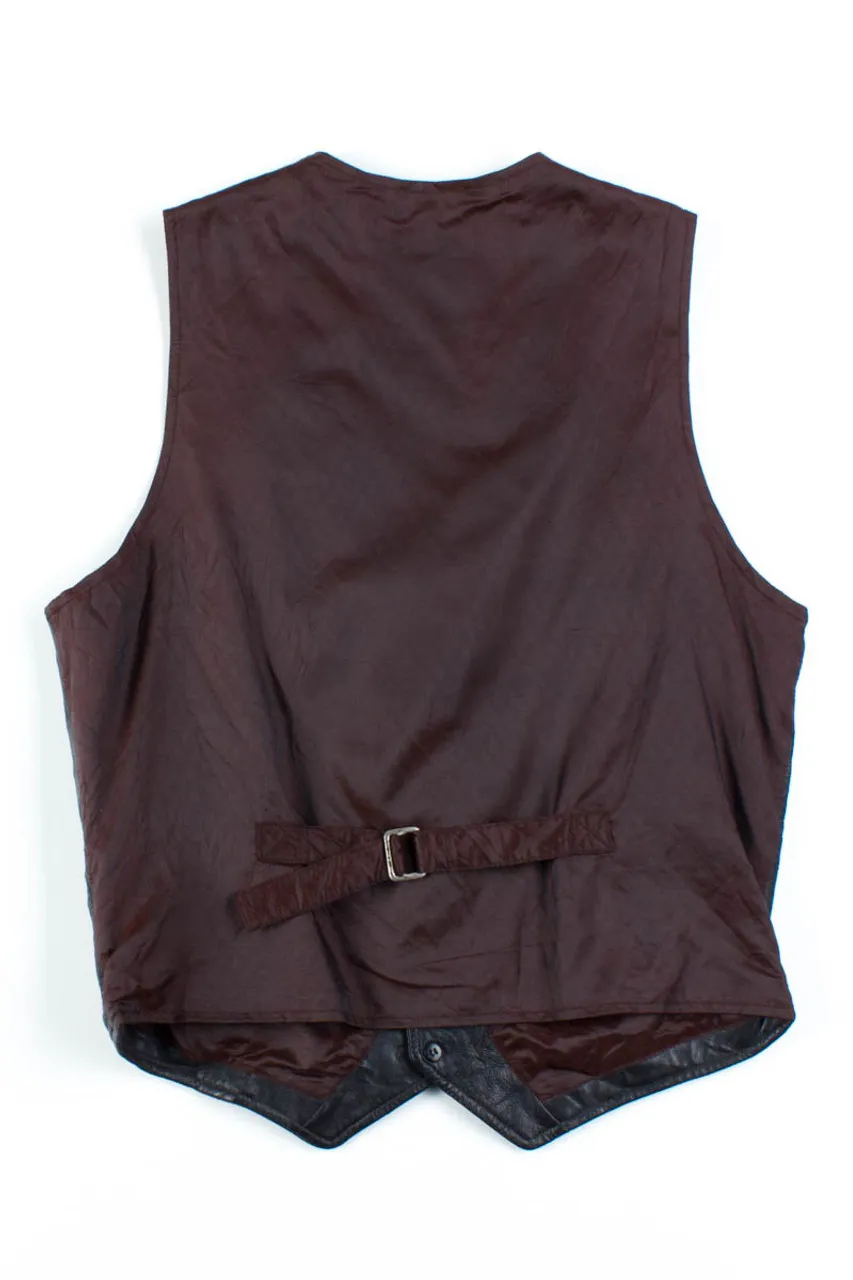 Black & Burgundy Leather Vest