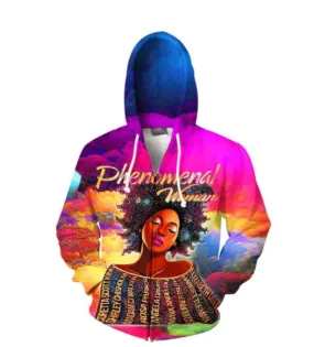 Black History Phenomenal Woman Zip Hoodie