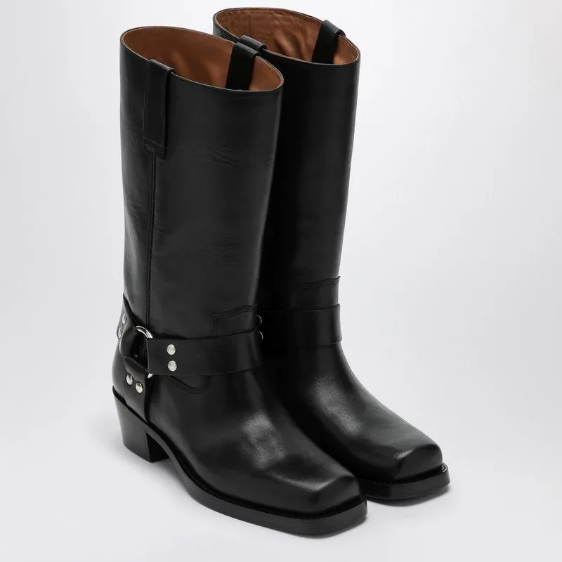 BLACK LEATHER ROXY BOOT