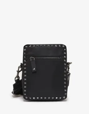 Black Nylon Rockstud Shoulder Bag