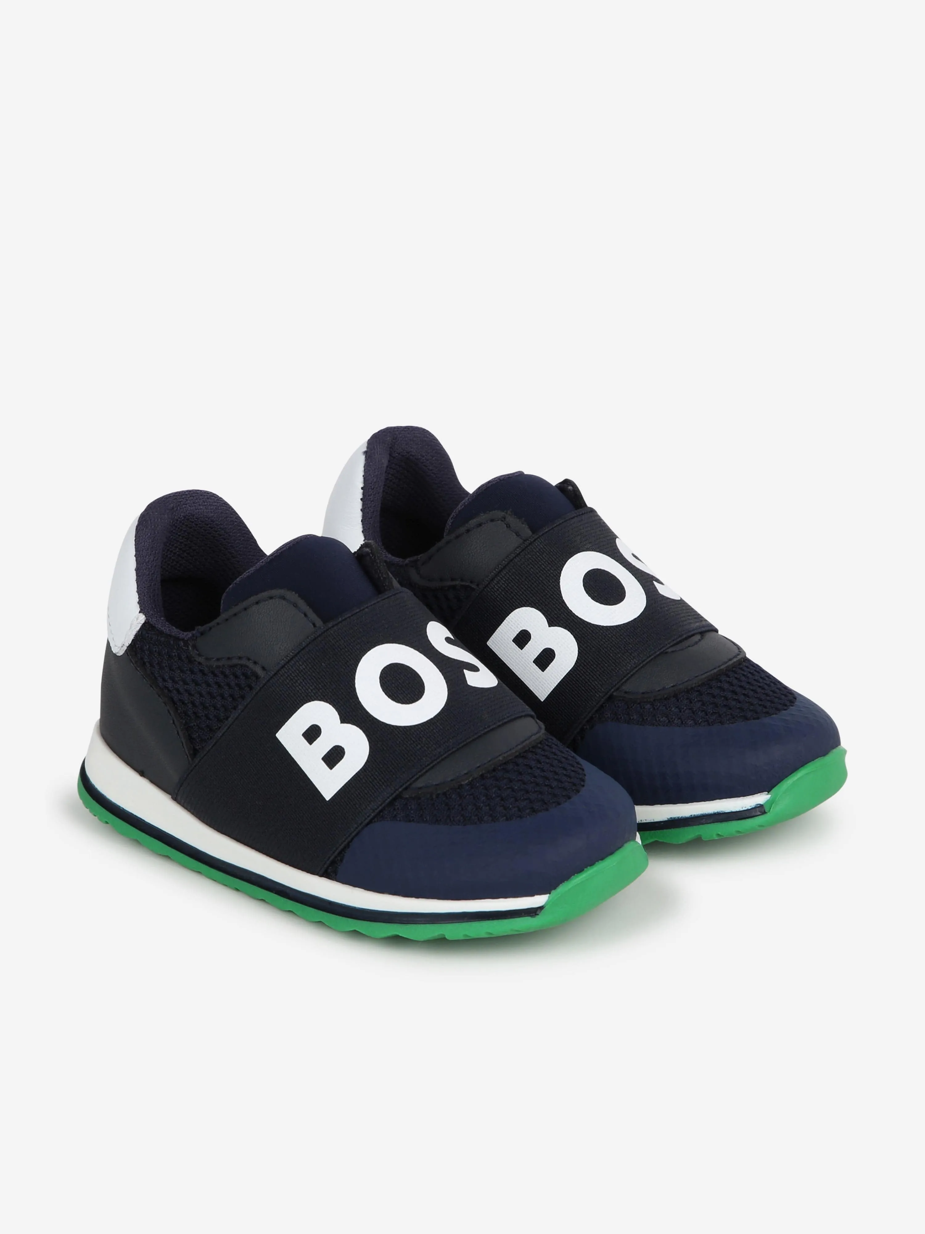 BOSS Boys Logo Trainers in Navy