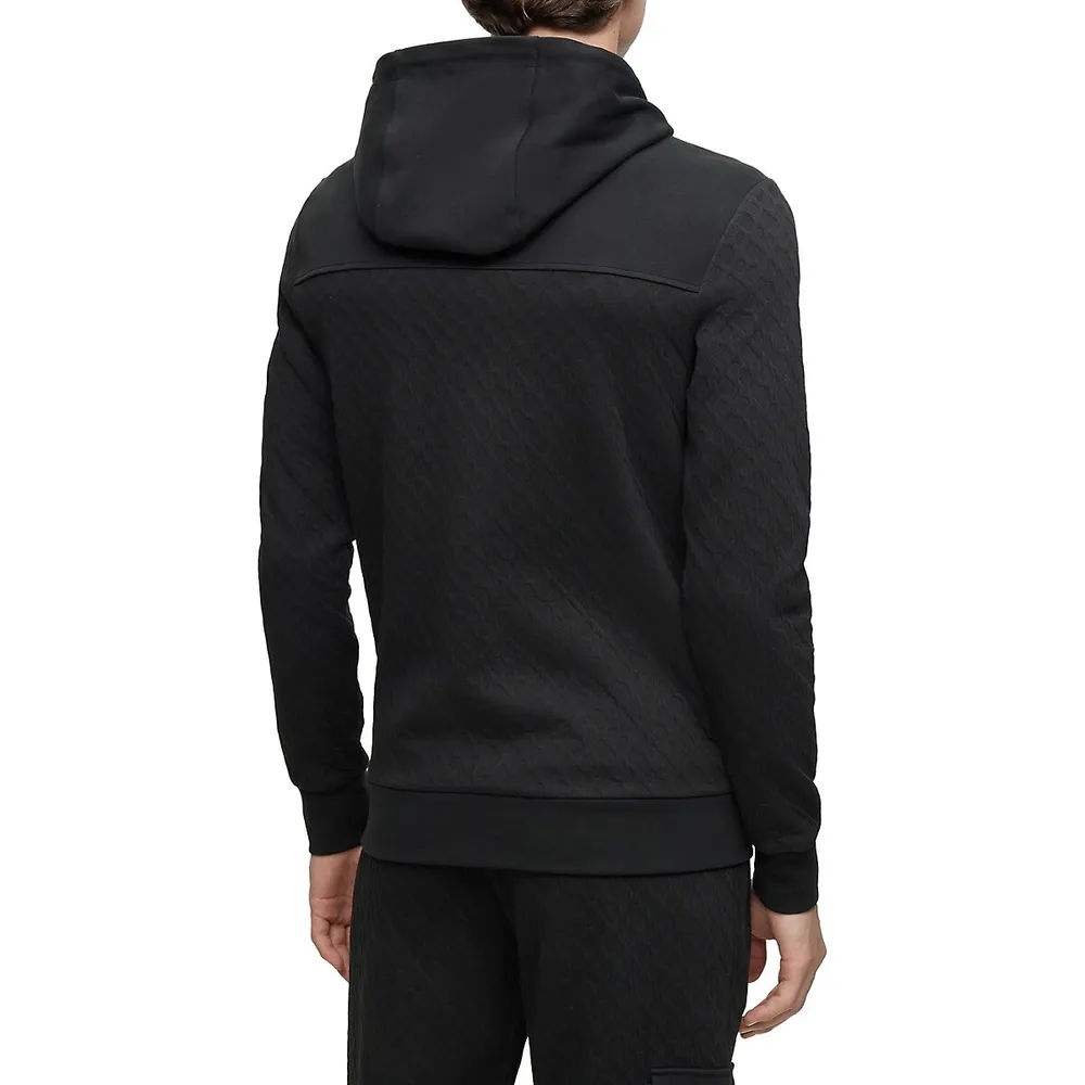 BOSS Cotton-Blend Zip-Up Hoodie With Monogram Jacquard