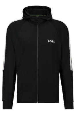 BOSS x MATTEO BERRETTINI Regular-fit zip-up hoodie with signature-stripe artwork