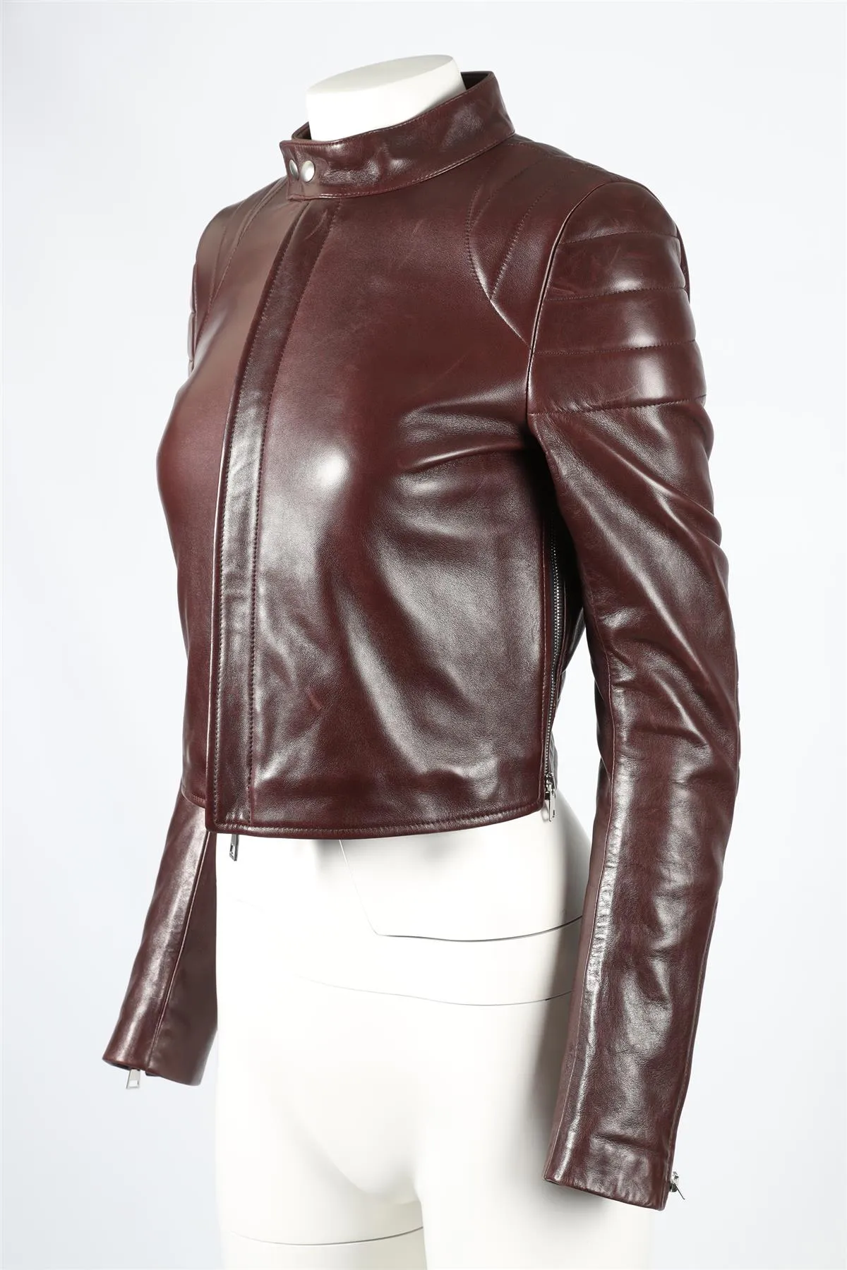 BOTTEGA VENETA 2019 BROWN LEATHER BIKER JACKET IT 40 UK 8