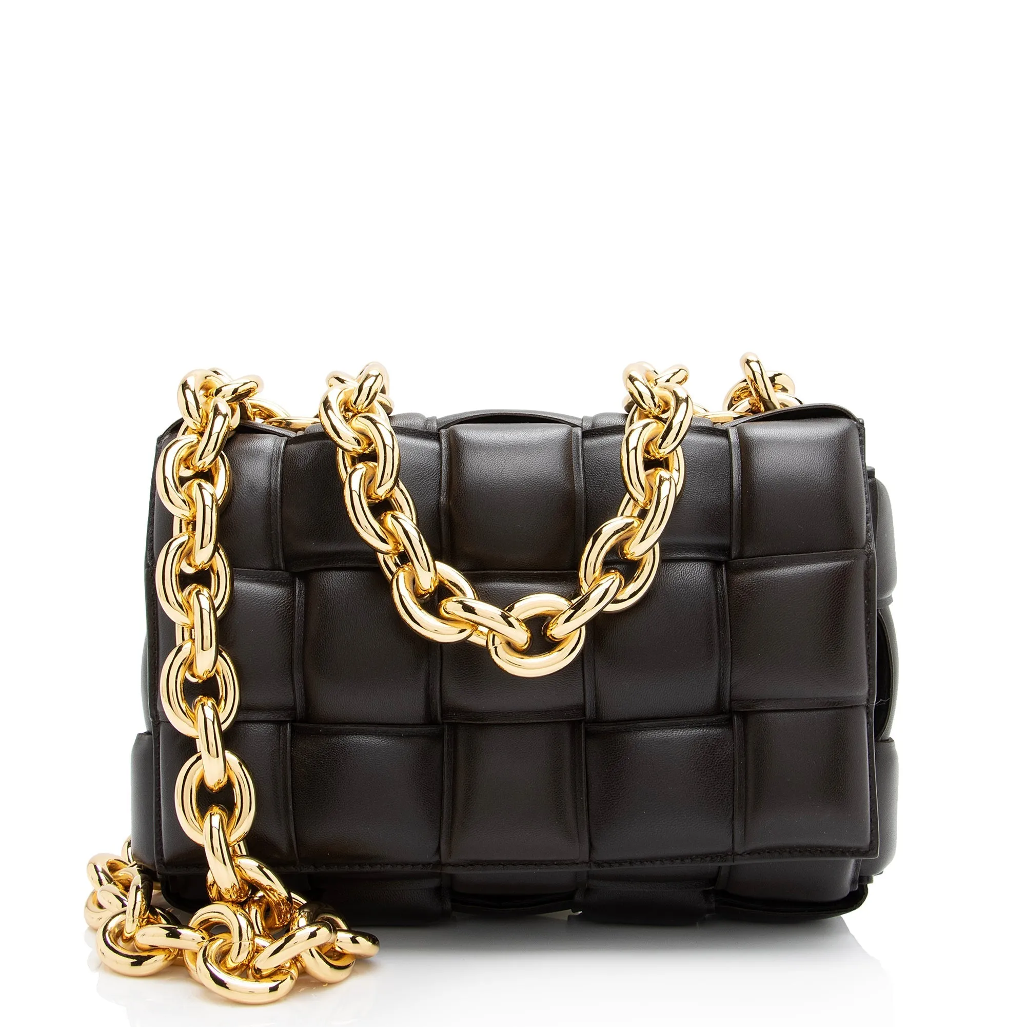 Bottega Veneta Lambskin Cassette Chain Maxi Shoulder Bag