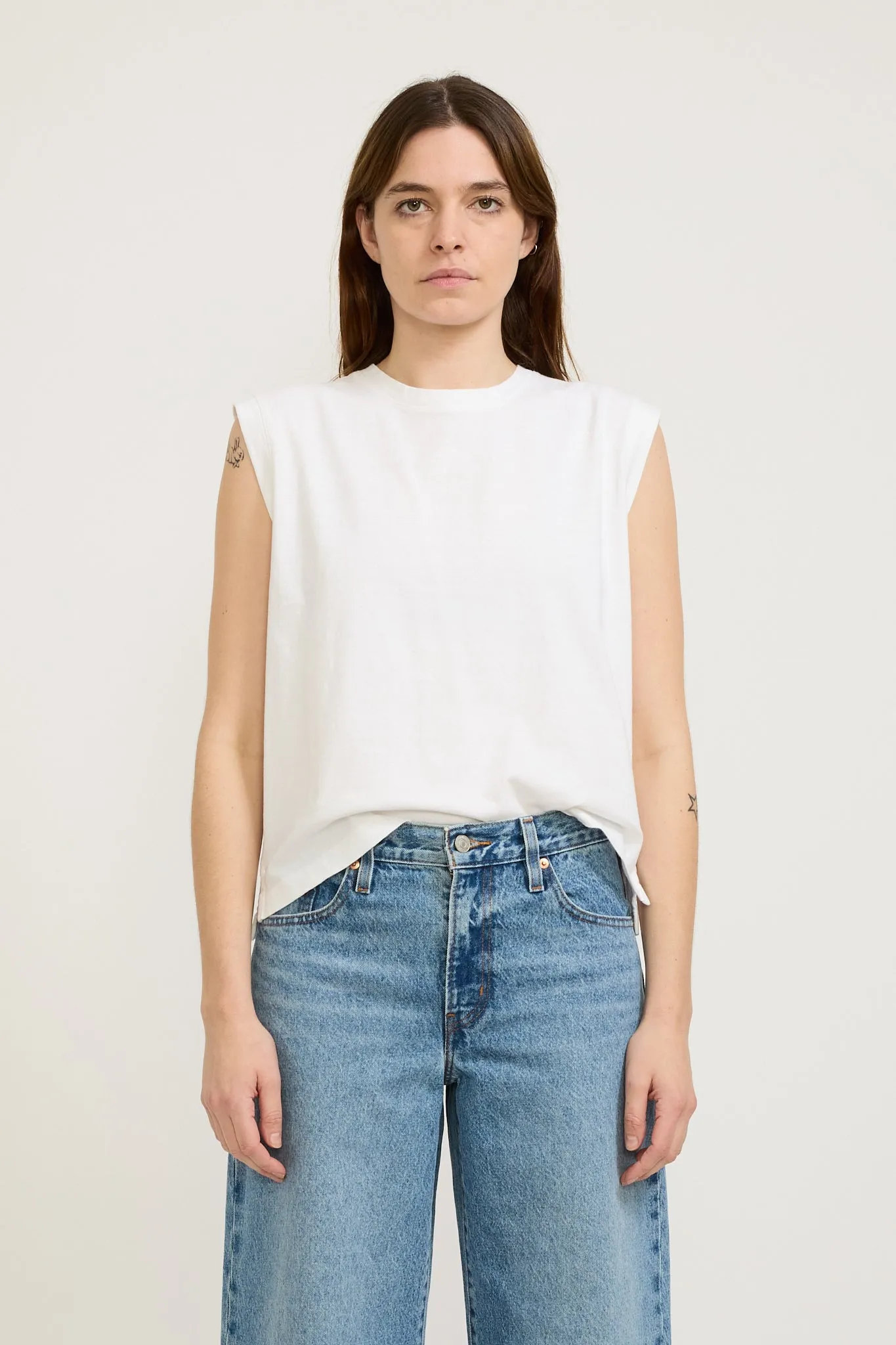 Boxy Tank White Slub