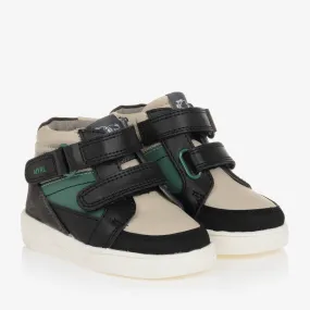 Boys Green & Black Velcro Trainers